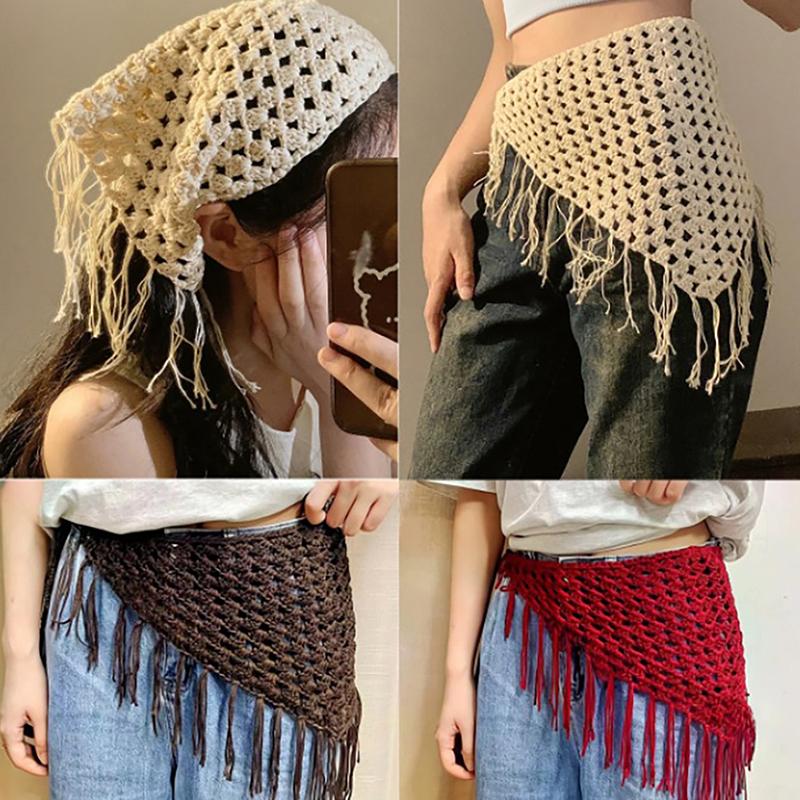 Neues Vintage Hohlstrick Dreieck Kopftuch für Damen Sommer Gestricktes Reise Stirnband Haartuch Foto Requisiten Mädchen Haar Accessoires