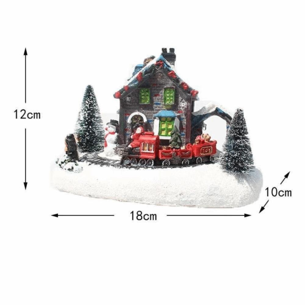 Resin Christmas Luminous House Ornaments LED Lighted Snow House Figurine Xmas Colorful Light House Christmas Desktop Decoration