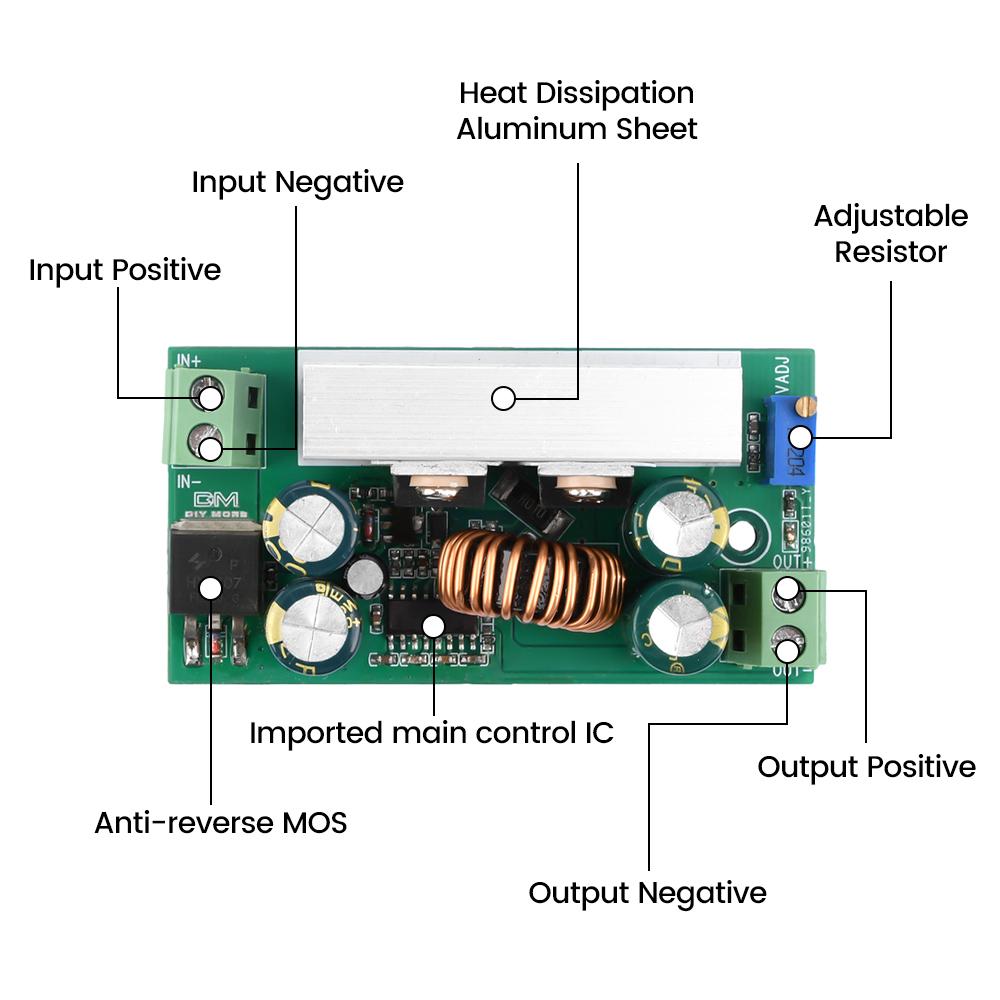 Buck Converter 120W 15A DC-DC 8-60V 48V TO 1-36V 5V 12V 24V 19V Buck Converter Step-Down Power Module with shell