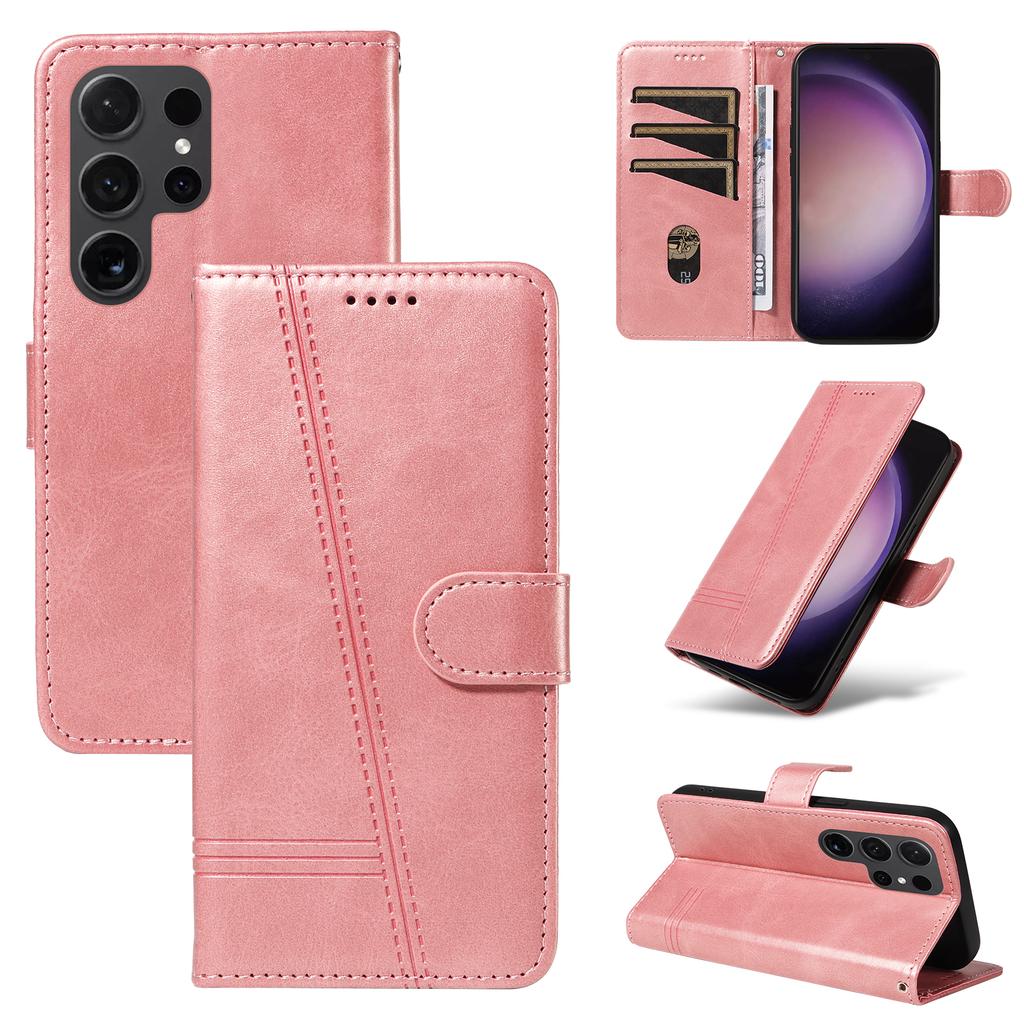 Emboss Lines Cards Solt Wallet Book Flip Leather Case For Samsung Galaxy S24 Ultra S23 Plus S22 S21 A55 A35 A25 A15 A14 Cover