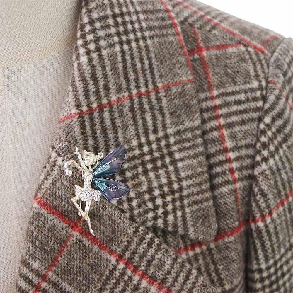 style Female Jewelry Dancing Girl Lapel Pins Women Crystal Brooches Angel wings Brooch Coat corsage
