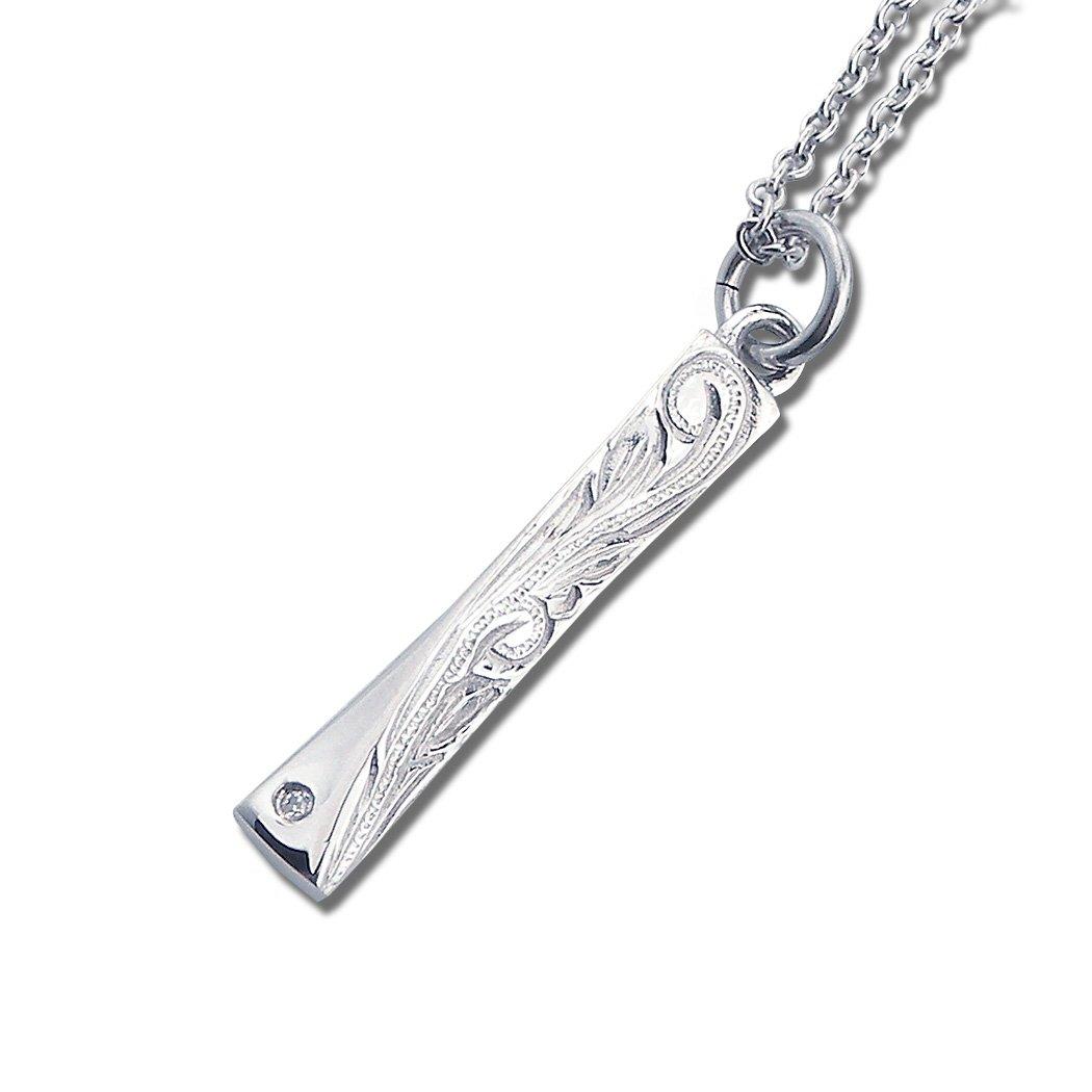 [Aloha lokahi] Hawaiian Jewelry Necklace, Surgical Stainless Steel Twisted Stick Design, Stainless Silver Figaro Chain (2mm width), 50cm