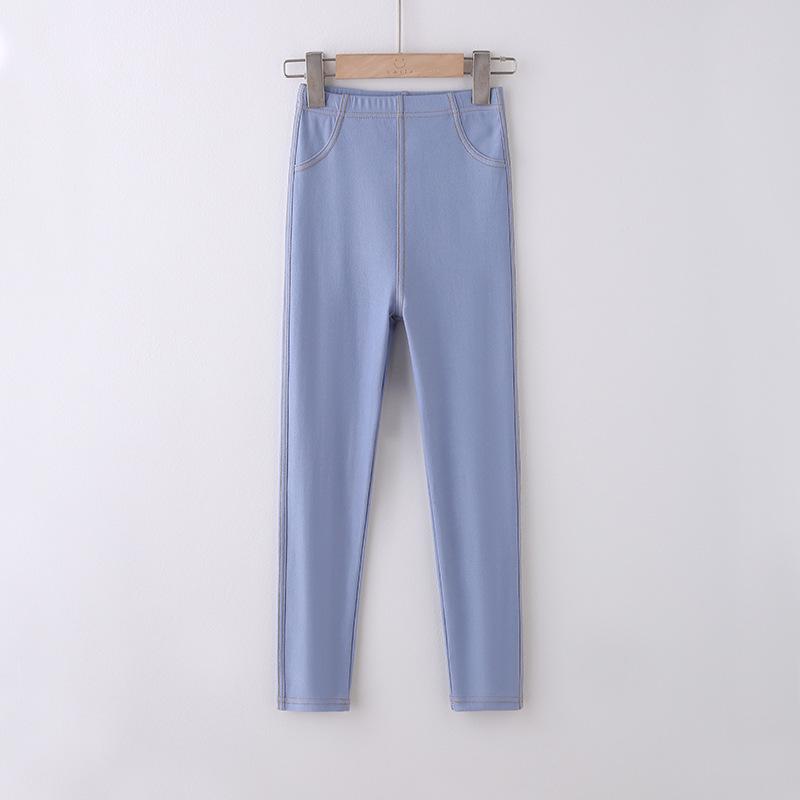Stylische Mädchen Leggings im Slim Fit Look aus Imitation Denim für Frühling und Herbst: Elastische, Lange Hosen für Kinder