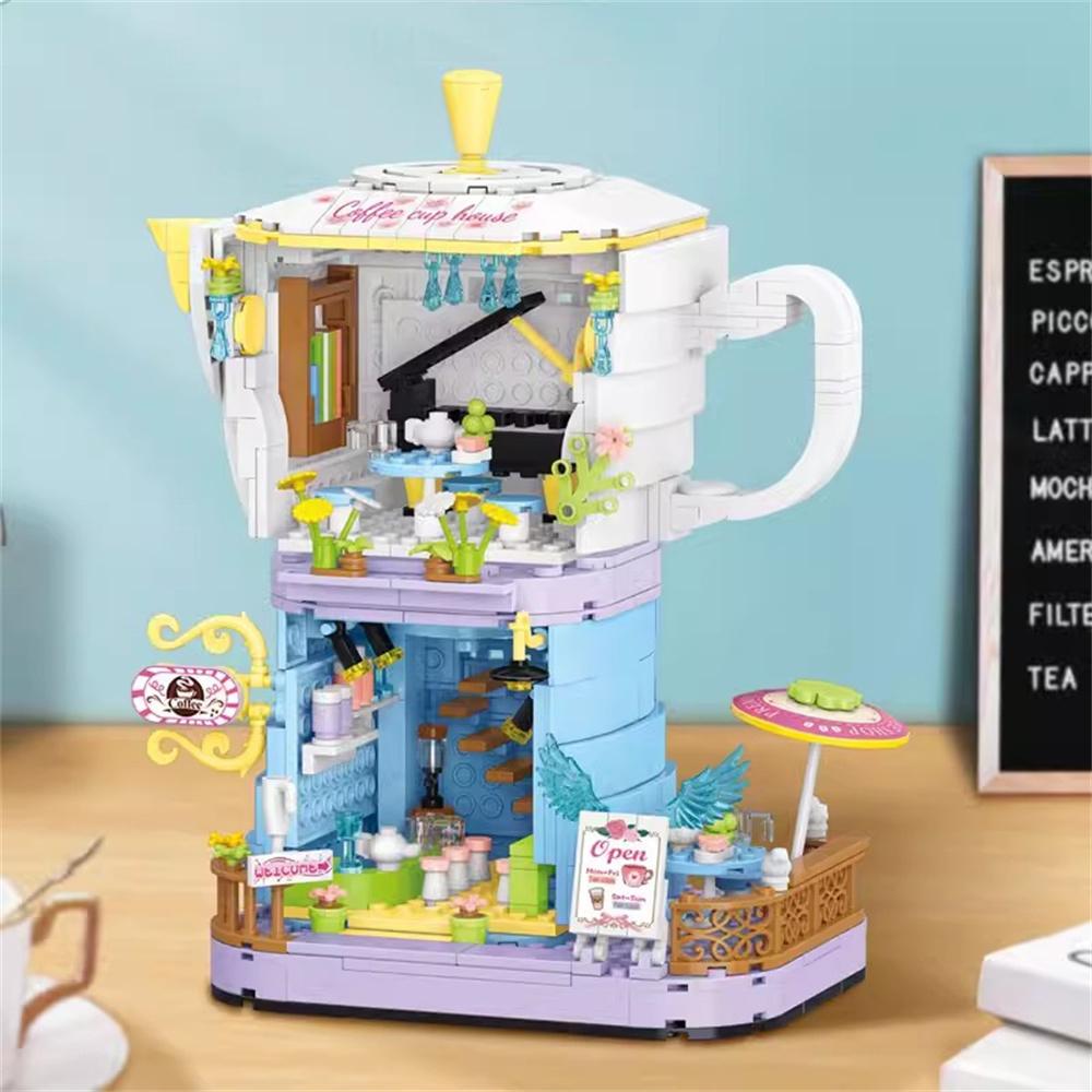 Coconut Tree House Coffee Shop & Beverage Hut Mini Building Blocks Toy Set: Captures Summer Scenery Brings Joy Refreshing Fun