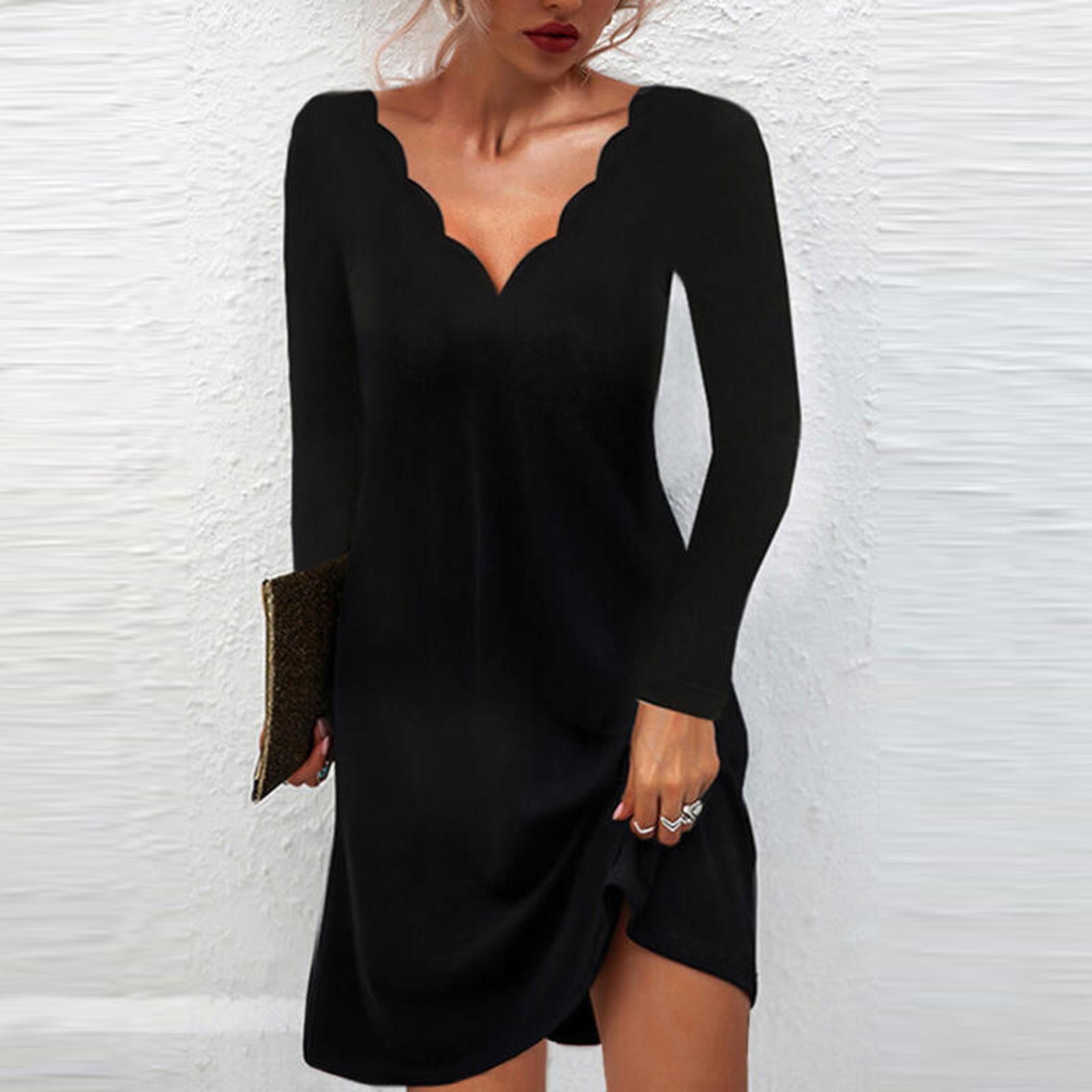 

Women s And Winter Fashion Color Sexy Dresses Long Sleeve Long Dress L чёрный
