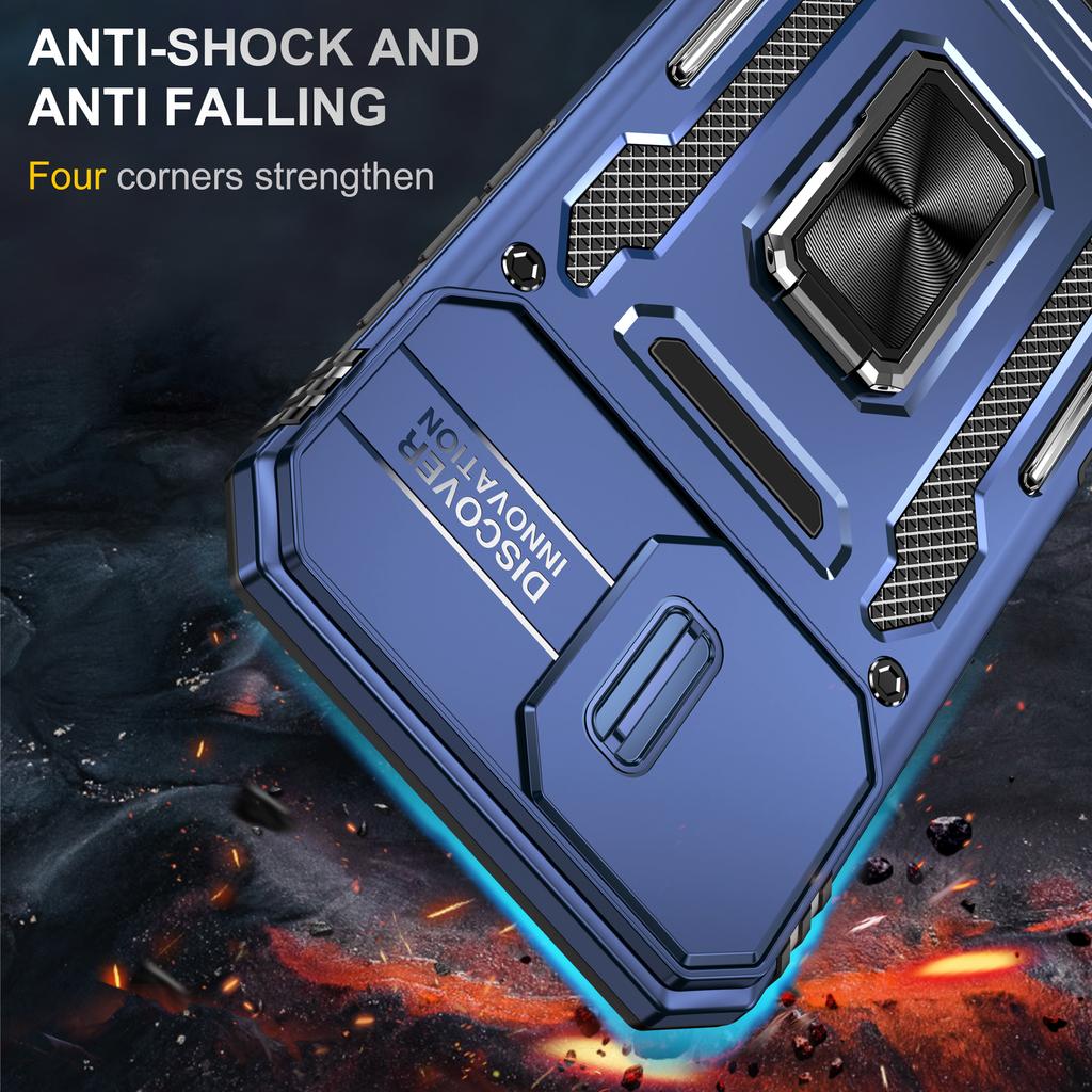 Armor Series For iPhone 16 Case Kickstand Slide Lens Lid PC+TPU Drop-Proof Phone Cover