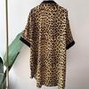 Pajamas Women's Summer Thin Ice Silk Sexy Pajamas Boyfriend Wind Large Size Leopard Print Shirt Skirt Can Be Worn Outside Loungewear