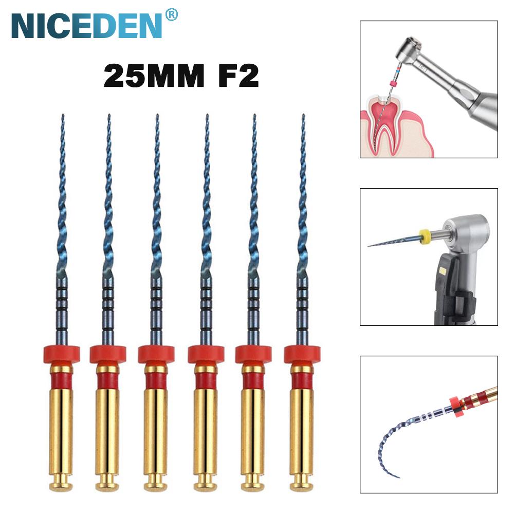 Niceden 6 szt. Silnik pilników endodontycznych NiTi do kanałów korzeniowych, stożkowe narzędzia stomatologiczne, elastyczne