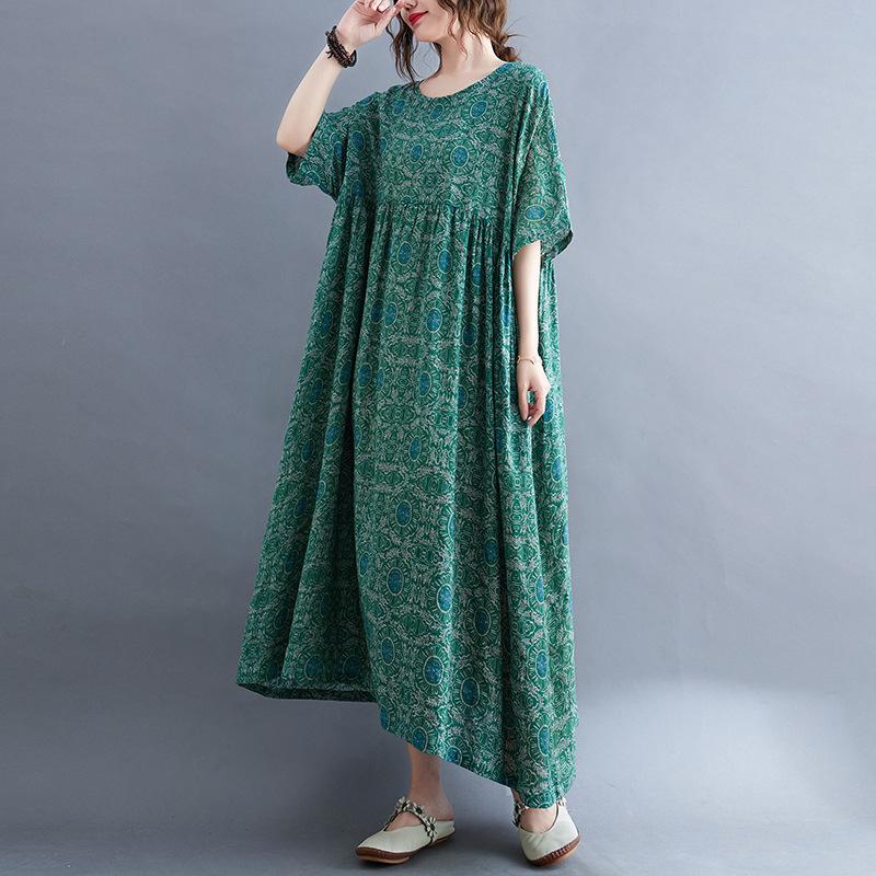 

Летнее ретро женское платье с круглым вырезом One Size