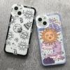 Cute Cartoon Sun Moon Face Phone Case for IPhone 15 Pro Max 11 12 7 8 14 Plus SE2020 X XR MAX XS 13 Mini Soft Clear Cover Fundas