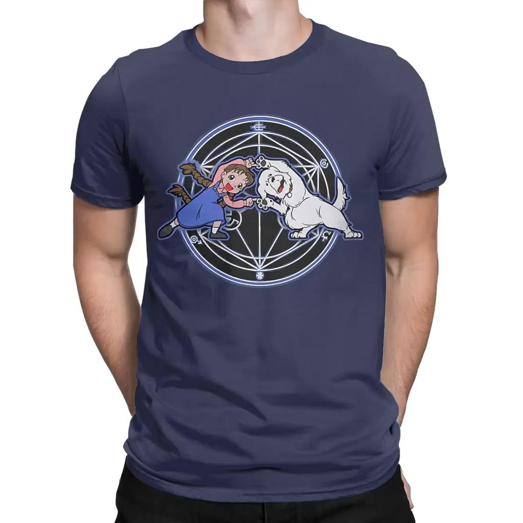 Pánske tričká s krátkym rukávom Nina a Pes Tričko s okrúhlym výstrihom Fusion Fullmetal Alchemist Anime Vintage 100% Bavlna Tričko.
