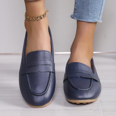 Damenschuhe Weiche Lederschuhe mit Loafers Dunkelblaue Ballerinas Damen Casual Zapatos Mujer Ballerinas Damen Schuhe Größe 36-43
