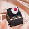 Luxury Red Corundum Color Gemstone Ring 925 Silver Love Luxury Zircon Ring Bright Pigeon Hemodin-shaped Jewelry Bridal Gift
