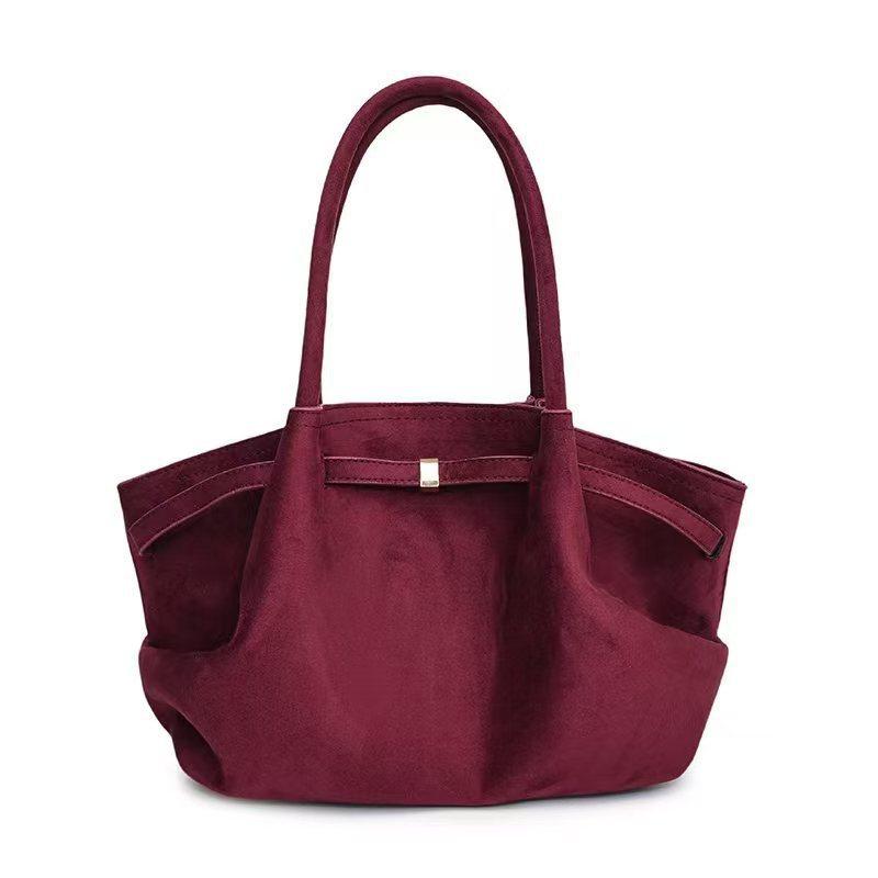 Large Capacity Matte Tote Bag 2025 New TEMU Pleated Retro Wing Bag Shoulder Armpit Bag