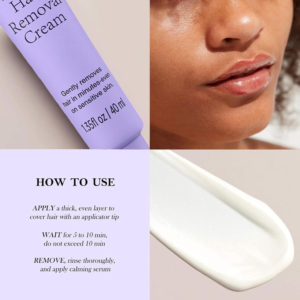 Luuma Facial Hair Removal Cream, Gentle Hairs Removers with Serum for Women, Long-Lasting Depilatory Cream for All Skin Types (1)