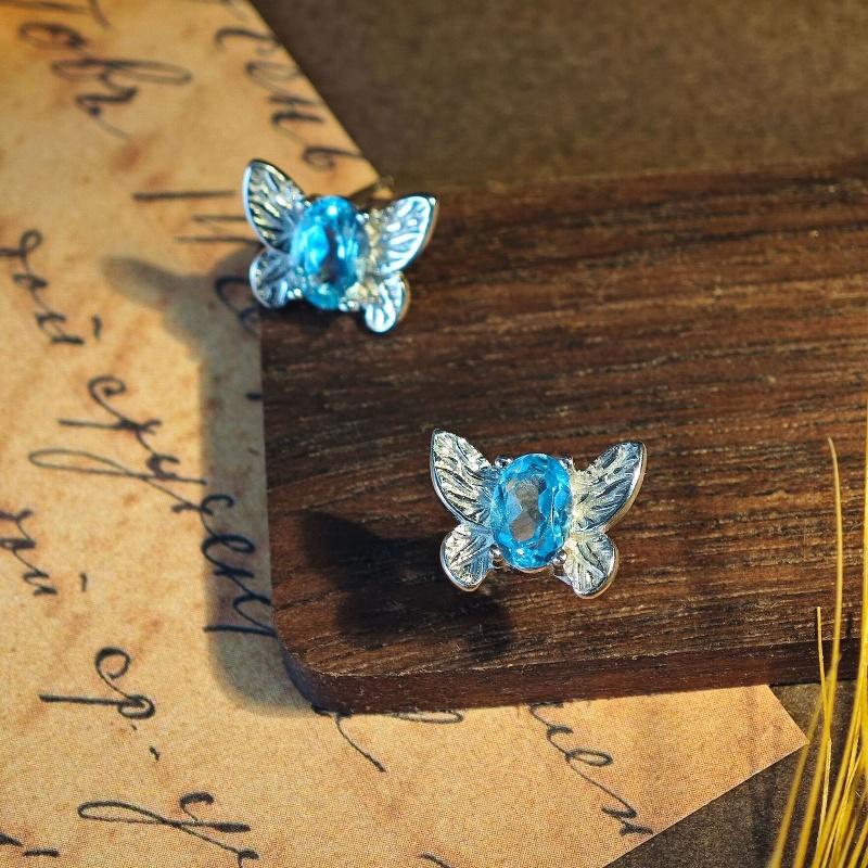 

Серьги London Blue Topaz, серьги-гвоздики из стерлингового серебра 925 пробы, легкие, роскошные, в форме бабочки небесно-голубой