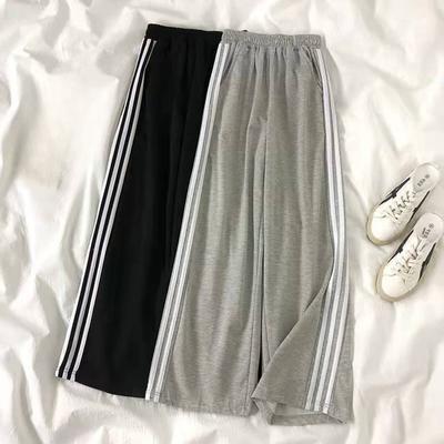 Korean Oversize Striped Sweatpants Women High Waist Casual Wide Leg Pant Harajuku Preppy Style Loose Pockets Trousers