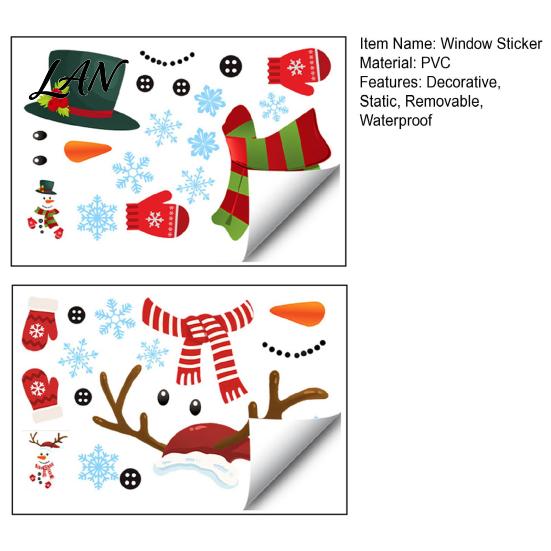 Holiday Window Decoration 2Pcs Christmas Snowman Static Stickers, Simple Double Clings, Indoor Outdoor Winter Decor PVC Waterproof Decals for