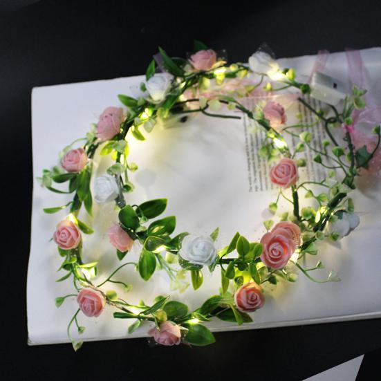 Blumenkranz Haarband Für Hochzeit & Braut – Anpassbare Blumen-Girlande Aus Rattan & Draht