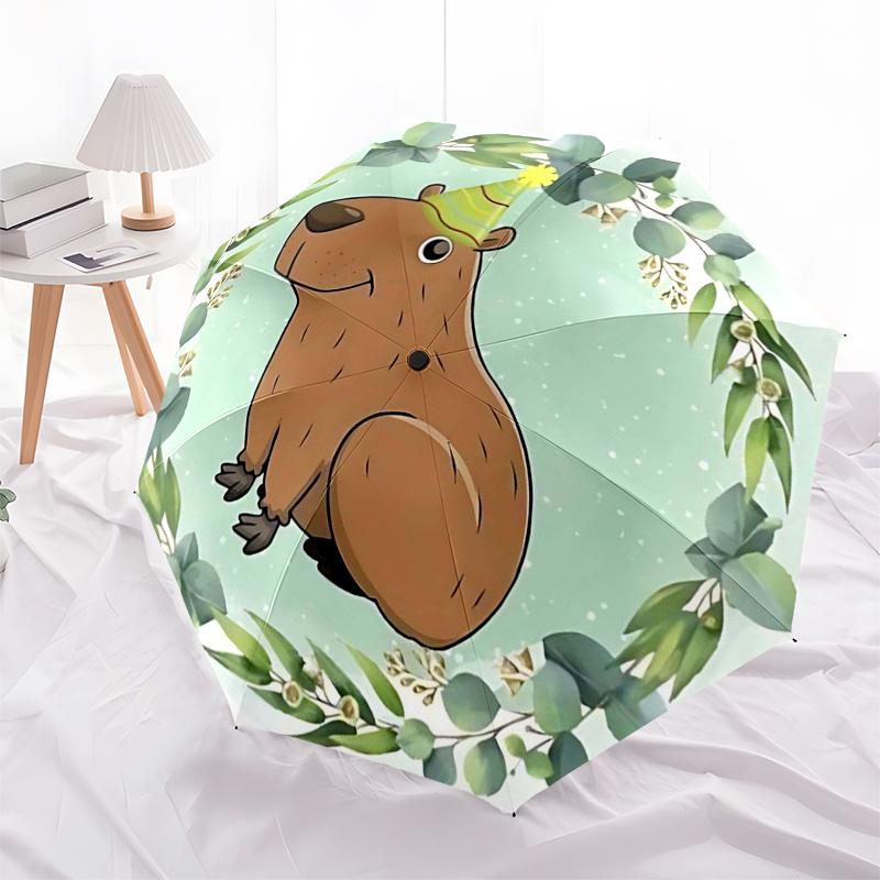 Capybara Themed Travel Umbrella-8 Ribs Automatic Opening and Closing, Portable Folding Design, Compact and Stylish Umbrella Suitable for Out