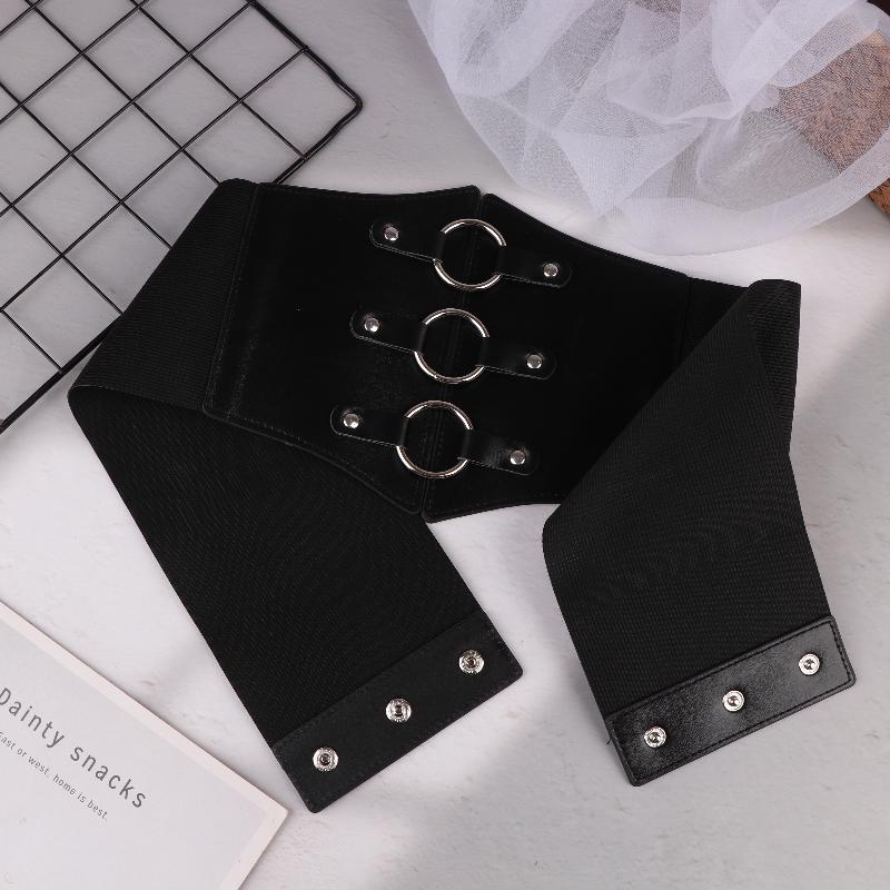 Fashionable Gothic Corset Belt Triple Buckle With Black Rivet Studs Elastic Waspie Waistband For Punk Women Perfect For Coats