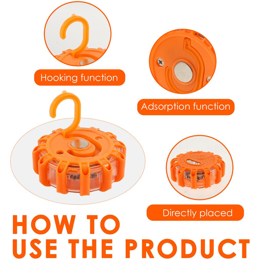 3pcs LED Road Emergency Lights Roadside Warning Car Safety Flashing Warning Light Flare Kit with Magnetic Base and Hook