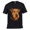 Airedale Terrier Realistic Head Port Unisex Summer Washed Tee Loose Distressed Top