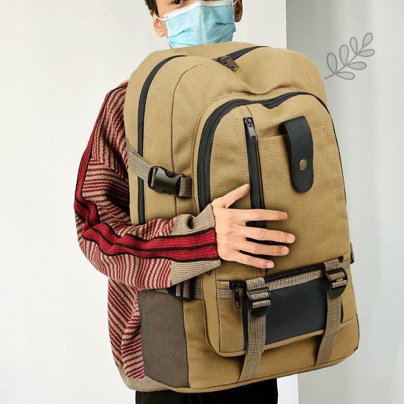 Men's Durable Canvas Tool Backpack - Large Capacity, Wear-Resistant, Multi-Use for Work or Travel.