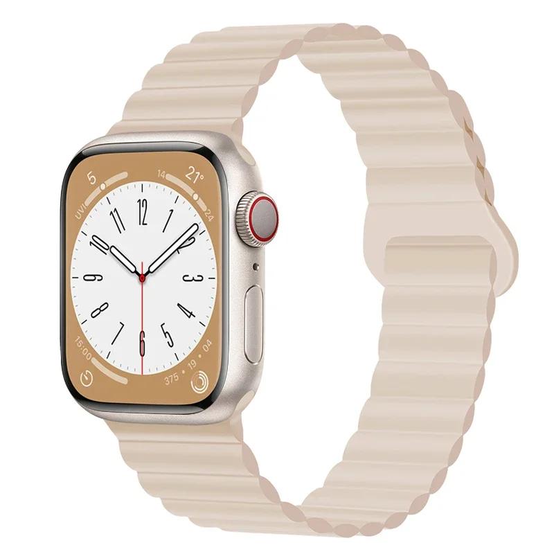 Magnetic Loop For Apple Watch Band 44mm Ultra 49mm 40mm 45-41mm Silicone Bracelet iWatch 10 9 8 7 6 5 SE For Correa Apple Watch