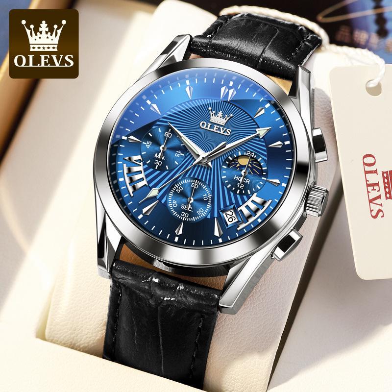 OLEVS Men's Multifunctional Quartz Chronograph Watch with Calendar
