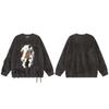 Mens Faux Mink Knit Sweater Loose Fit Round Neck Butterfly Detail Streetwear Fall Winter