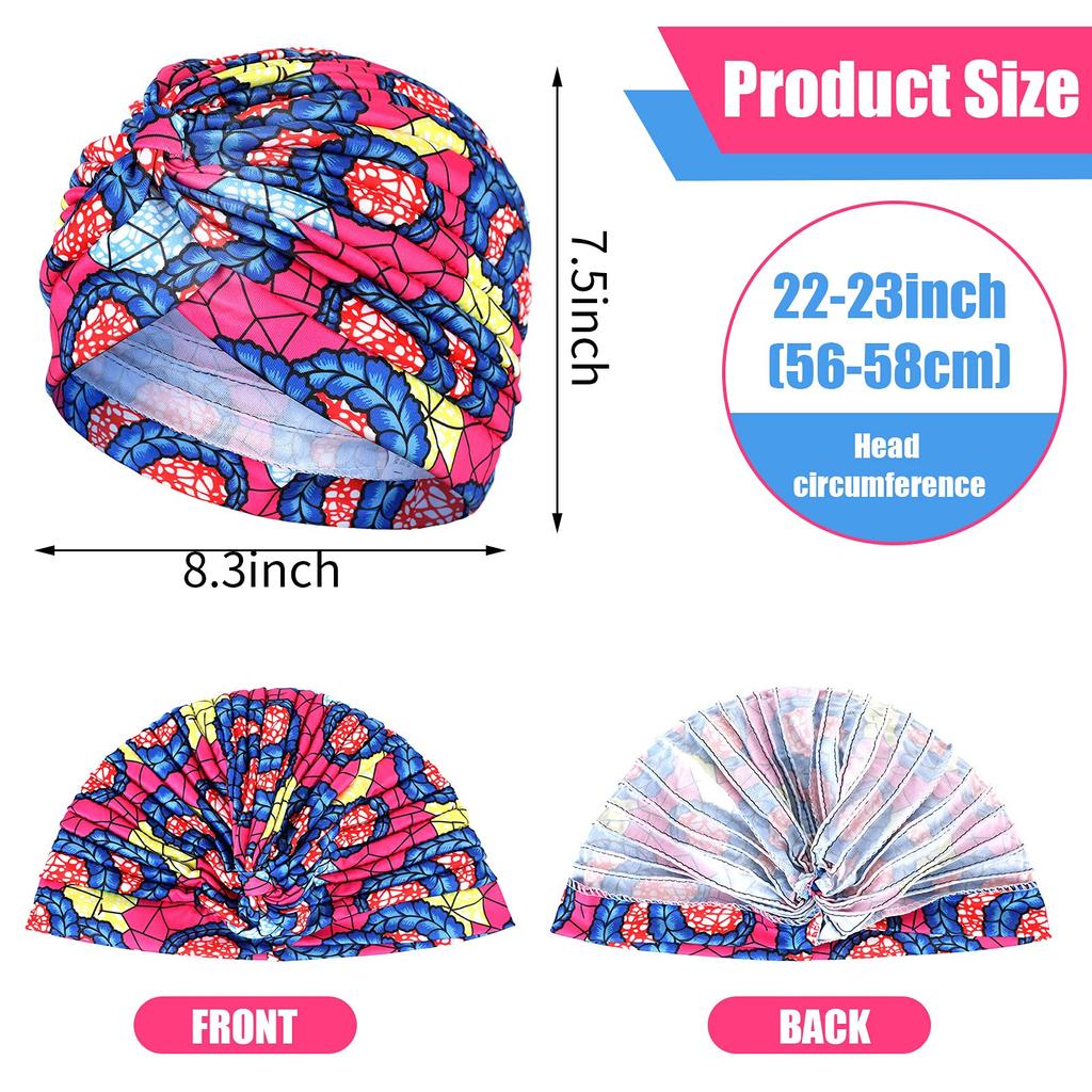 New Print African Headtie Turban Cap Soft Stretch Twisted Pleated Beanie Head Wrap for Women Chemo Bonnet