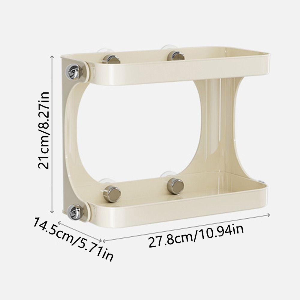 Double-Layer Bathroom Storage Rack Suction Cup Waterproof Shower Storage Holder Large Load Bearing Side Hooks