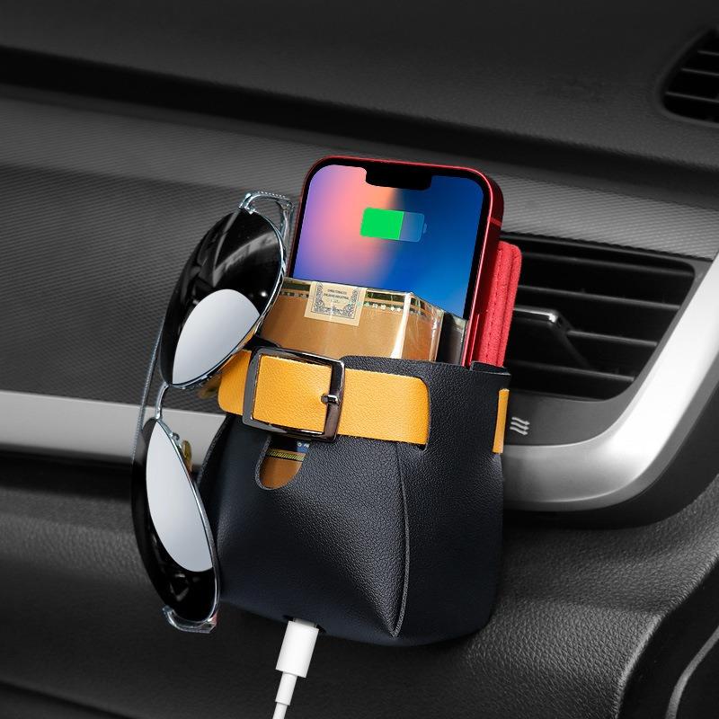 Car Storage Vent Bag Storage Box Air Conditioning Vent Car Phone Bag Miscellaneous Hanging Bag Car Decoration Supplies