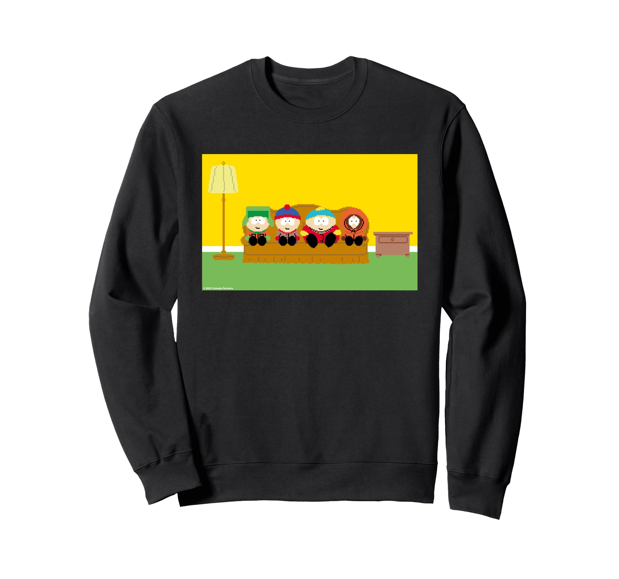

South Park Kyle Stan Cartman & Kenny on the couch pixelated sweatshirt