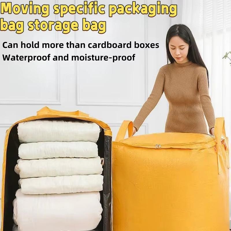 Large Capacity Moving Packaging Bag 100L Waterproof Woven Clothes Organizer for Dormitory Home Packing Storage