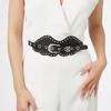 Faux Retro Trendy Leather Belt With Metal Pin Closure Bold Decorative Elements