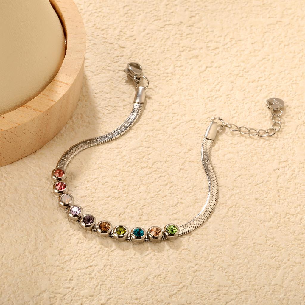 Jewelry Bracelet Blade Chain Sticky Mixed Color Round Diamond Bracelet Light Luxury Design Chain Stainless Steel Gold-plated Jewelry Women