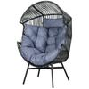 Rattan-Sessel, Outdoor-Sessel, Garten-Sessel, PE-Rattan, 89 cm x 75 cm x 143 cm, Grau+Schwarz