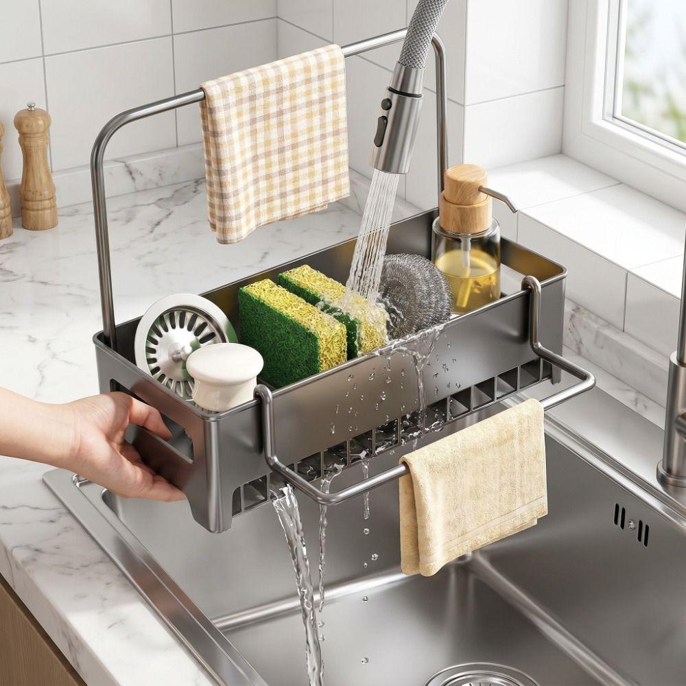 Storage Tray Sink Storage Rack Detachable Kitchen Sink Organizer Drain Rack  Bathroom Sink