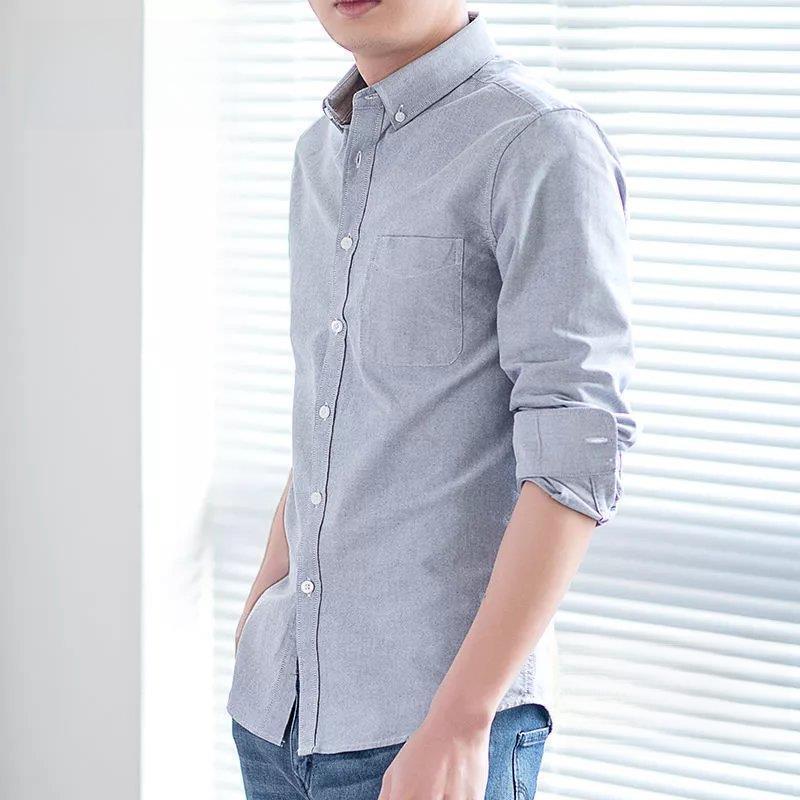 Men's Casual Cotton Oxford Long Sleeve Shirt - Slim Fit, Korean Style, Youth To Middle-Aged, Spring To Autumn