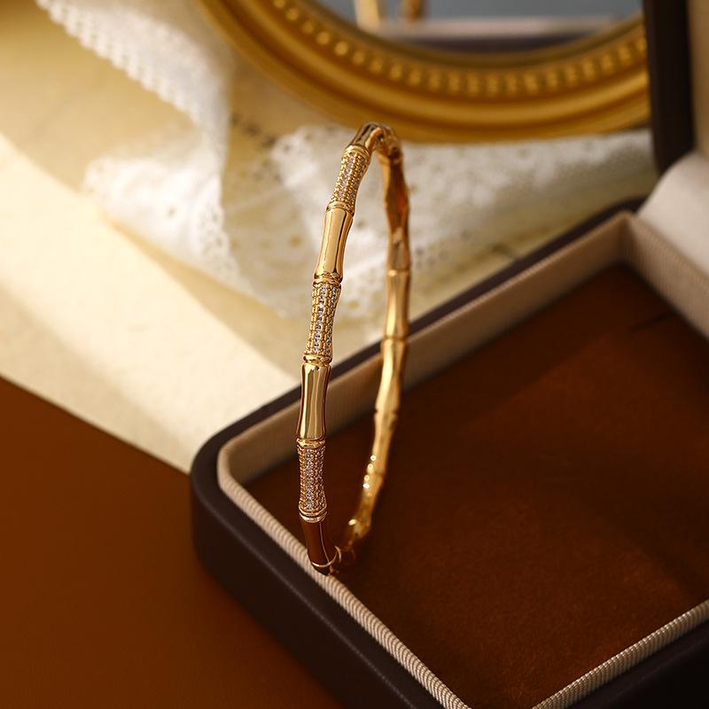 Bamboo Joint Zircon Bracelet Light Luxury Fashion Versatile Elegant Minimalist Women Jewelry
