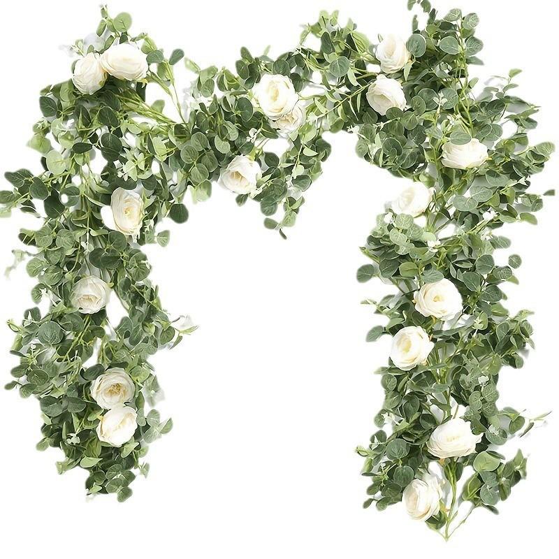 Artificial Vines Flower Wedding Table Decor With Plastic Roses For Garden Scenes
