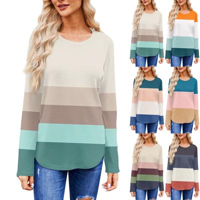 Women's Fashion Printed Round Neck Long Sleeve T-shirt Casual Autumn Tops