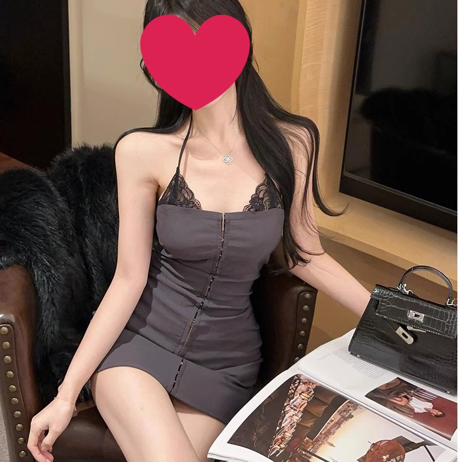 

Women s Lace Halter Two-Piece Bodycon Dress - Summer Sexy Style M сірий колір