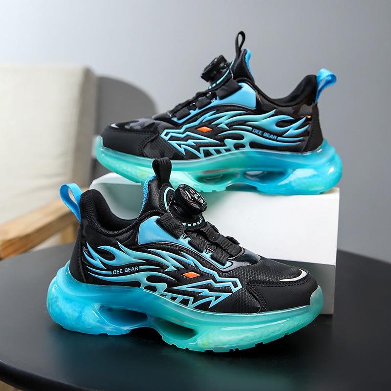 Kinder Drehschnallen Sneaker Flammenmuster Luftpolstersohle Rutschfeste Sportschuhe