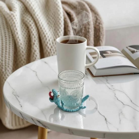 Crochet Lizard Coaster, Funny Handmade Animal Cup Mat, 3D Knitted Drink Coaster for Desk, Cute Heat Resistant Table Protector