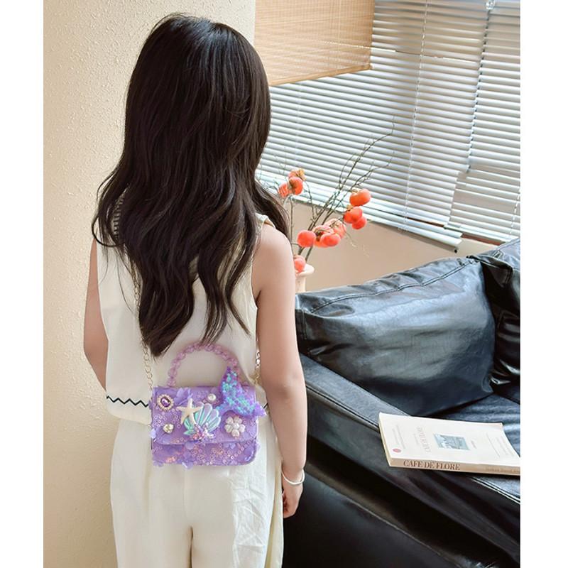Adorable Mermaid Pearl Handbag 2024 Summer Lightweight Pu Bag For Kids Daily Use