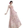 French Floral Neck Fairy Vacation Dress Sexy Backless Seaside Beach Photo Long Dress Woman