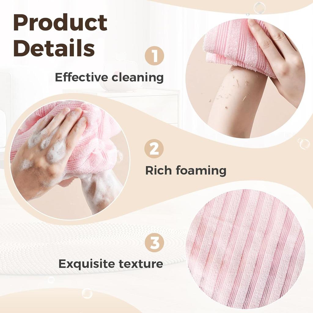 Unisex Exfoliating Bath Towel, Upgraded Double-sided Deep-cleansing Scrub Bath Towel, Exfoliating Bath Towel